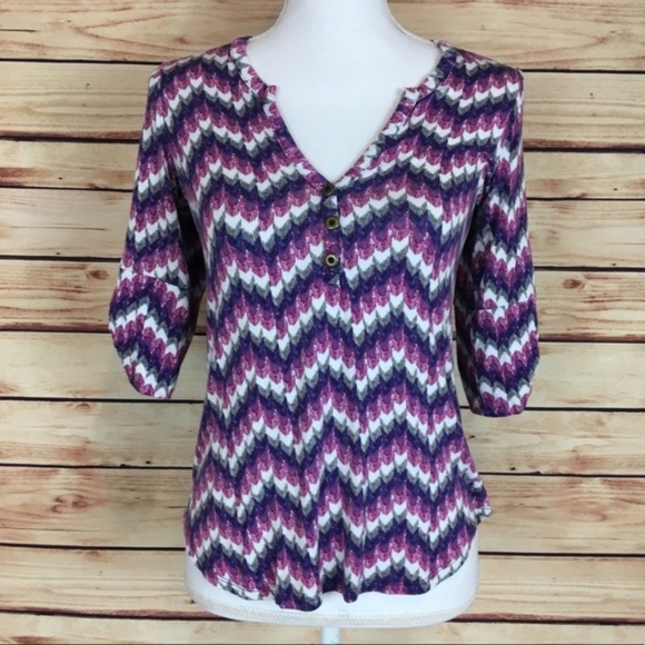 Pixley Tops - Pixley Edmond Chevron Henley Shirt StitchFix XS